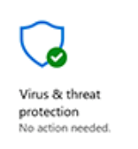 check mark under Virus and threat protection