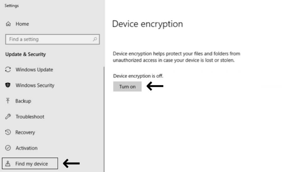 device encryption windows 10