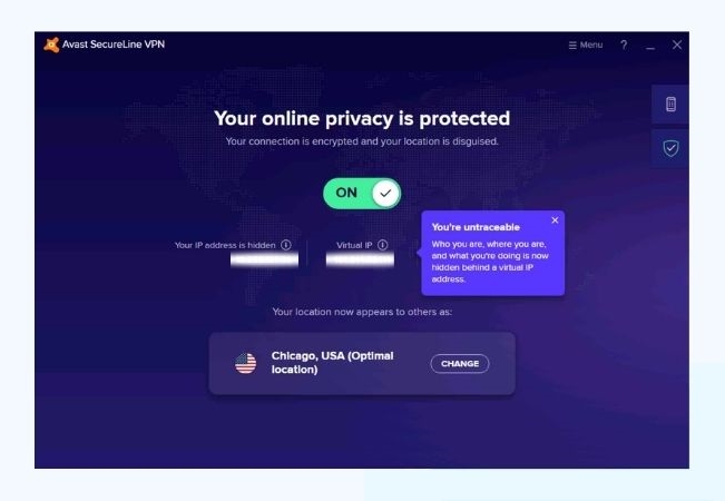 using Avast VPN (Virtual Private Network)