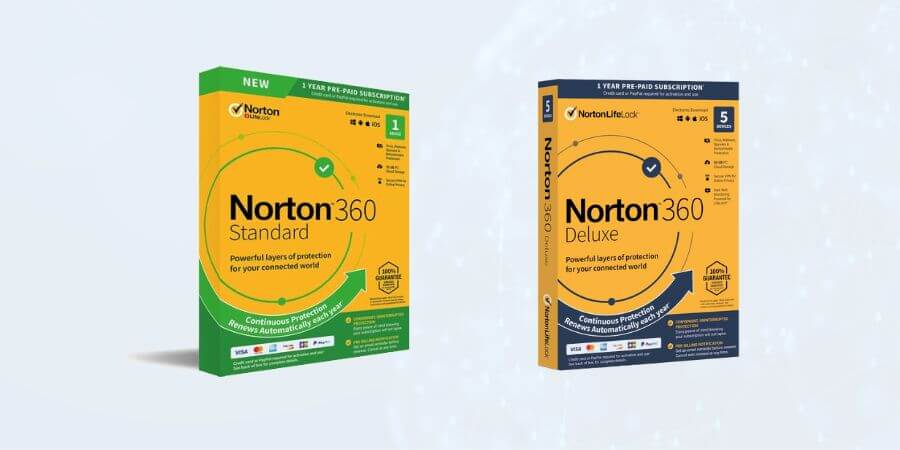 Norton 360 standard and Norton 360 Deluxe